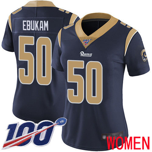 Los Angeles Rams Limited Navy Blue Women Samson Ebukam Home Jersey NFL Football 50 100th Season Vapor Untouchable